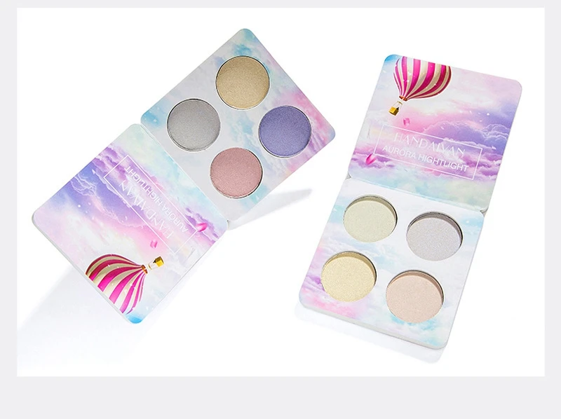 Хайлайтер-хамелеон, палитра, 4 цвета, макияж, пудра, набор, светящийся, Iluminador Maquiagem, мерцающий, блестящий, для осветления лица, хайлайтер