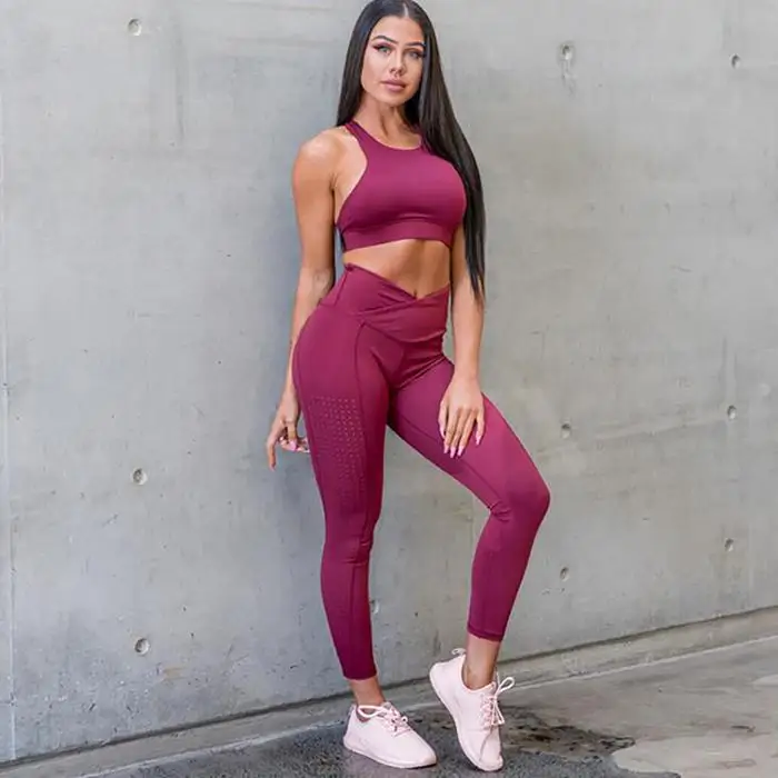 Женская модная одежда для фитнеса сплошной цвет всесезонный бюстгальтер облегающие брюки набор стандартных видов спорта, Повседневная