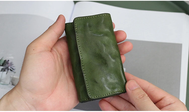 Кошелек для ключей из натуральной кожи, мужской брелок с застежкой, винтажный топ-конец, держатель для ключей из воловьей кожи, органайзер для женщин, ключница, сумка для денег, кошельки