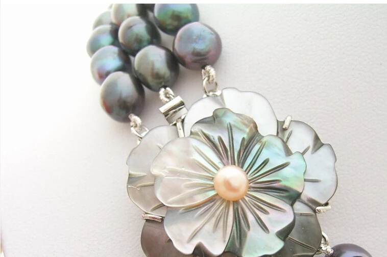 Красивое 3 рядное ожерелье из черного барочного жемчуга фонарик с застежкой|baroque