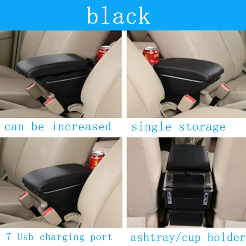 C-black Автомобильная универсальная Центральная консоль подлокотник коробка для хранения для Audi A3 A6 C5 C6 VW Polo Toyota Corolla Renault Dacia Duster Lada Vesta - Название цвета: C-black