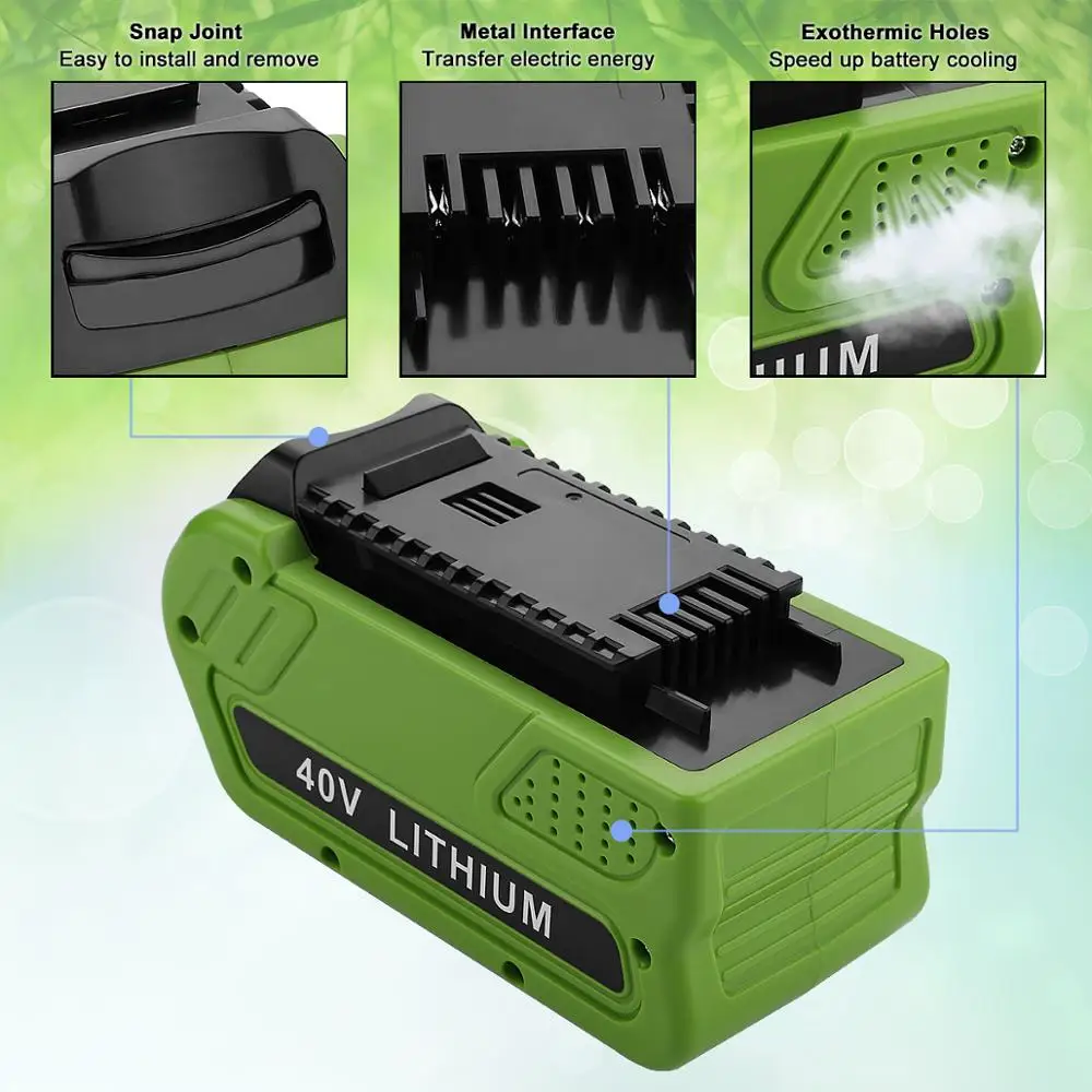 Аккумулятор ELEOPTION 40 в 6000 мАч для электроинструментов GreenWorks 29252 20202 22262 25312 25322 20642 22272