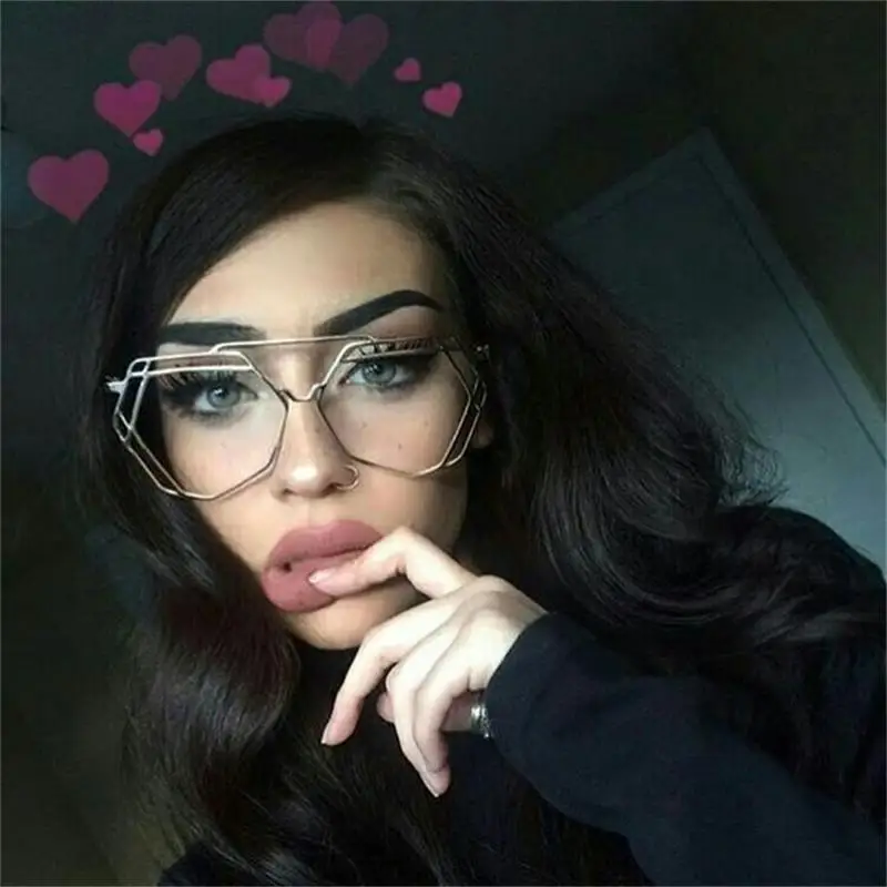 Женские солнцезащитные очки оверсайз из полигона винтажные Прозрачные Линзы для