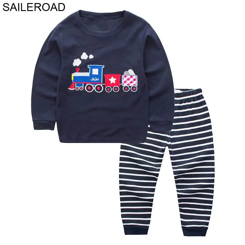 9001 same picture SAILEROAD Хлопок Пижамы Детские Пижамы Набор Navvy Pattern Дети Мальчик Пижамы Детские Пижамы для Мальчиков Нижнее Белье Одежда Костюмы - Цвет: 9001 same picture