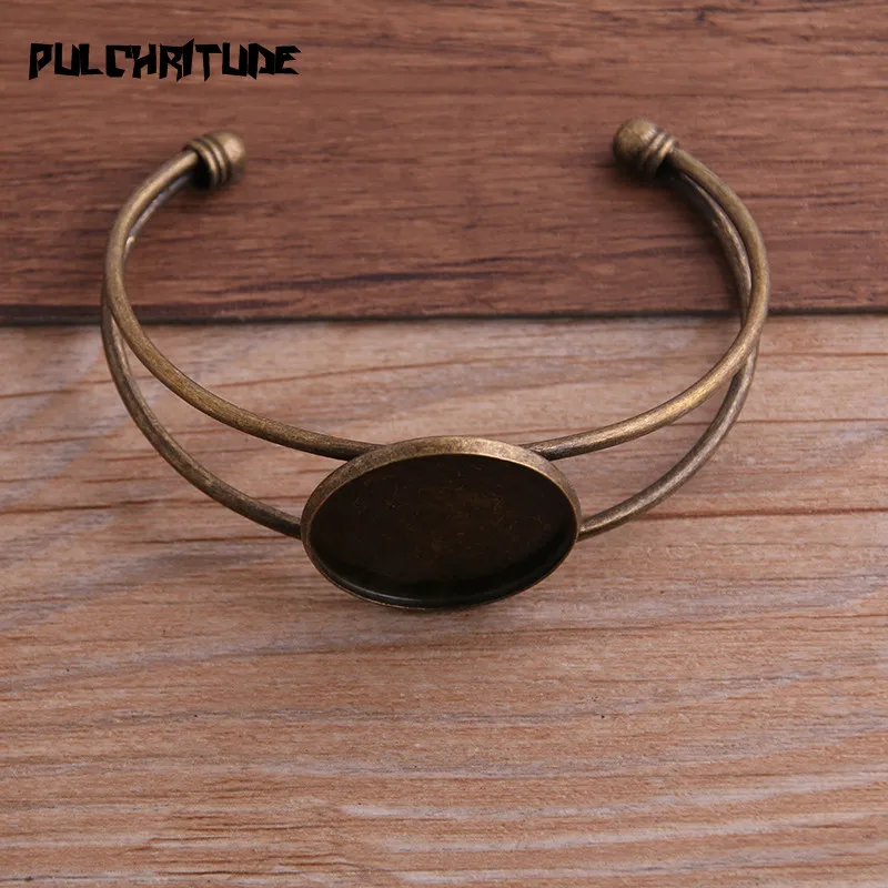 Pulchrode, 1 шт., античный бронзовый, серебряный, KC, позолоченный браслет, базовый браслет, пустые фурнитура, лоток, рамка, установка 25 мм, кабошон, камея