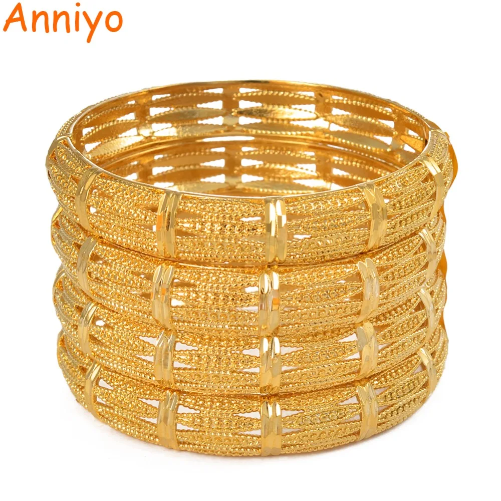 Anniyo 4 шт./лот Дубай 24K золотой цвет Браслеты Женщины Мать эфиопские браслеты