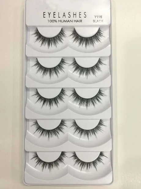 

Natural Long False Eyelashes 100% Human Hair black Cotton Stalk Fake Lashes 5pairs each set 8 styles available 240sets/lot DHL