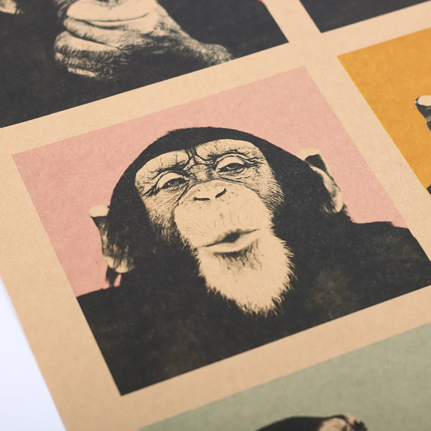 TIE LER ВИНТАЖНЫЙ ПЛАКАТ Gorilla наклейки на стену кухня ретро крафт бумага плакаты