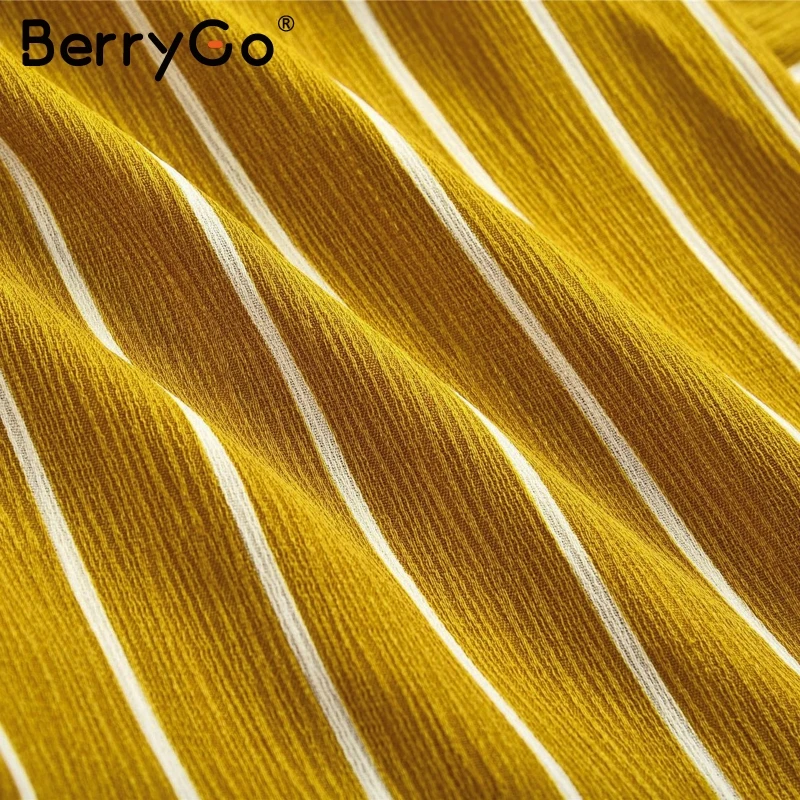 BerryGo Повседневное полосатый желтый Шорты женские летние пляжные Свободные шифон