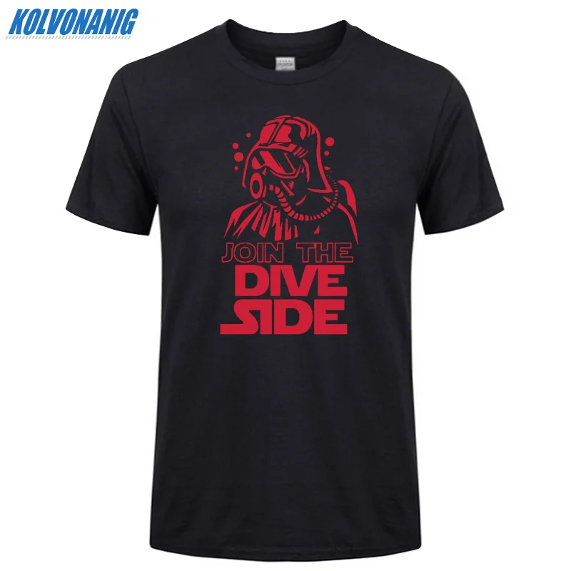 Футболка с забавным принтом JOIN THE DIVE SIDE DARK подводный принт Хлопковая мужская одежда с коротким рукавом и круглым вырезом брендовая футболка размера плюс - Цвет: Black 04