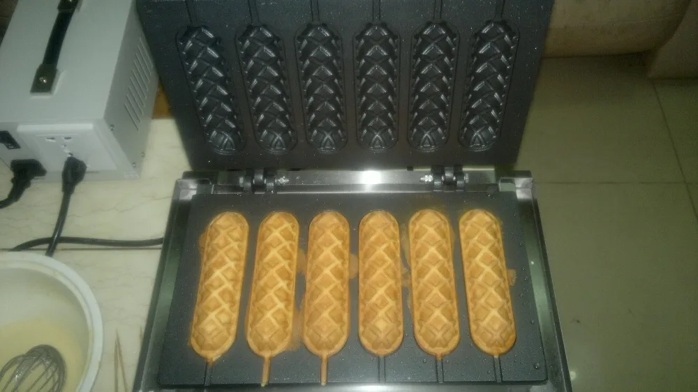 

Commercial 110V 220V Electric Waffle Dog Maker Machine Gill Plate Iron Baker In Snack Machines