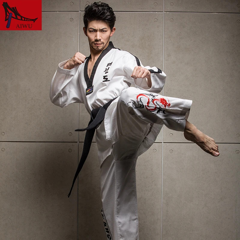 Боевые искусства TKD Tae Kwon Do Корея с V образным вырезом взрослая форма для тхэквондо