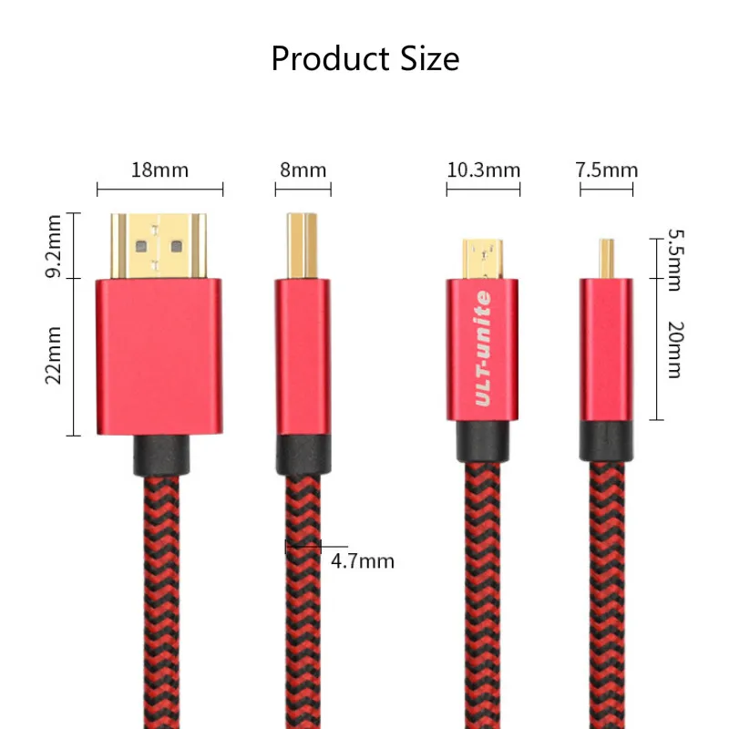 Кабель-адаптер Micro HDMI-HDMI с разъемом Папа-папа поддерживает 4K 60Hz Ethernet Аудио-возврат