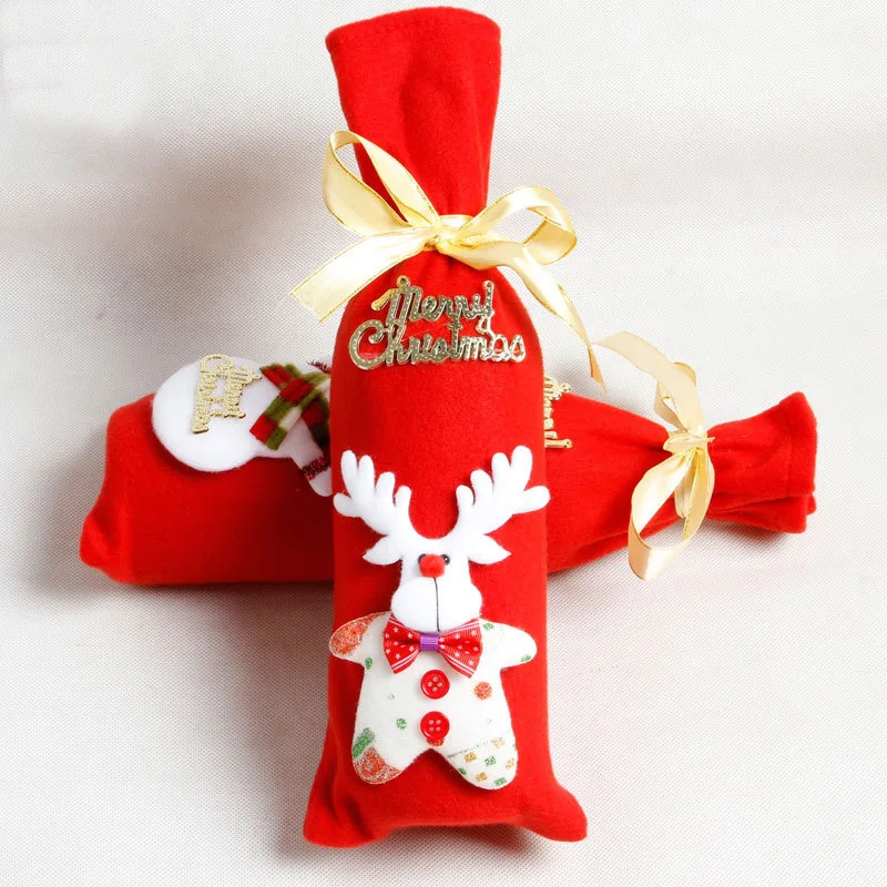 Christmas Decoration Wine Bottle Bag Covers Snowman Santa Claus Reindeer Ornaments Decor Table | Дом и сад