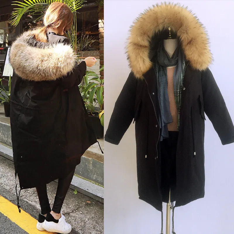 

Зимнее Новое хлопковое пальто для женщин 2018 модное пальто средней длины с меховым воротником Толстая Женская хлопковая куртка с капюшоном ...