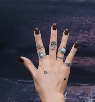 6pcs Vintage carved inlaid turquoise boho exaggerated ring | Украшения и аксессуары