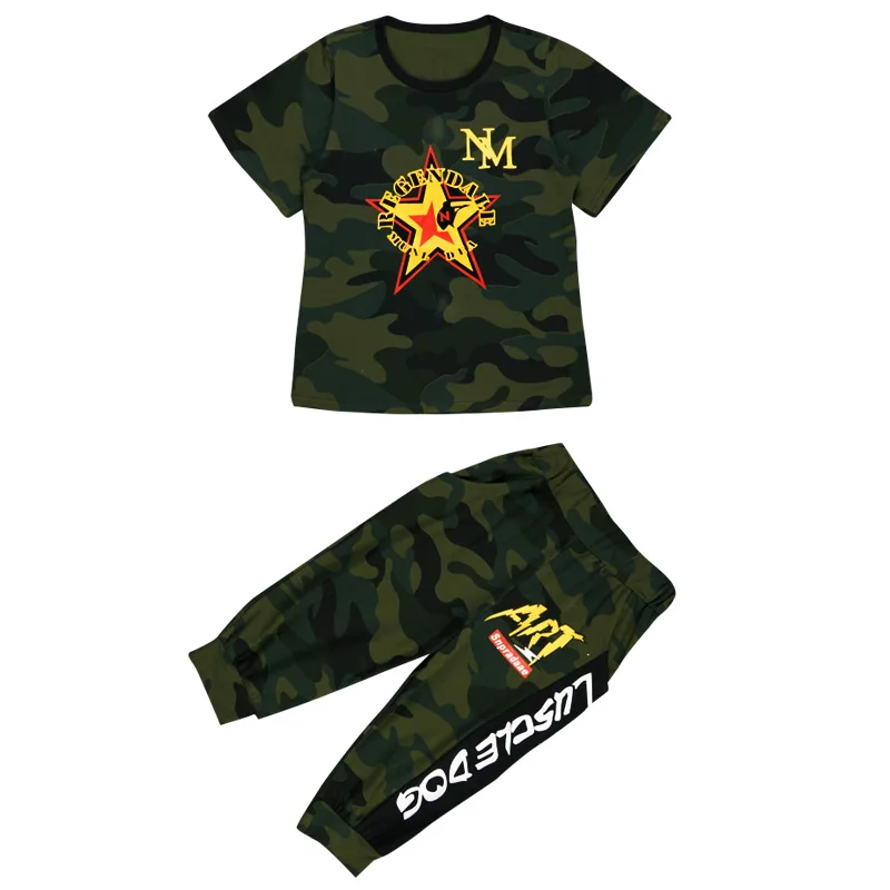 

Boys Summer Hip Hop Clothing 2019 Kids Clothes Sets Short-sleeve Loose Camouflage Casual Two-piece Cotton Sports Suit