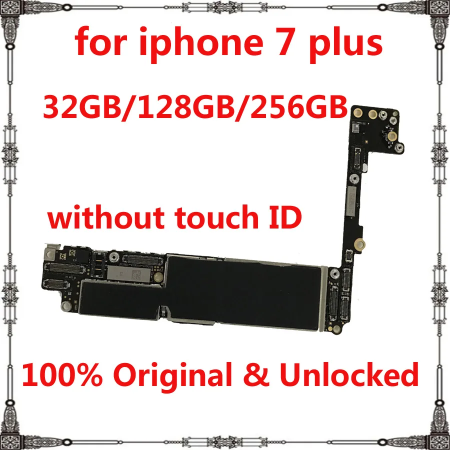 

100% Original unlocked motherboard for iphone 7Plus 7 Plus without touch ID 32GB 128GB 256GB Free iCloud mainboard IOS system