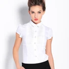 Летняя стильная модная элегантная плиссированная офисная рубашка с коротким рукавом брендовая блузка фиолетовая, черная, белая фотография SY0063 Бесплатная доставка