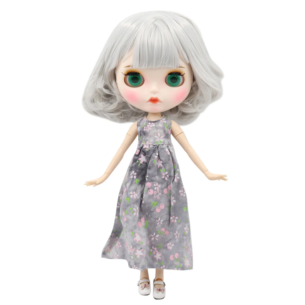 Кукла Blyth BL1003 от ICY с белой кожей для суставов серых коротких волос матовое лицо