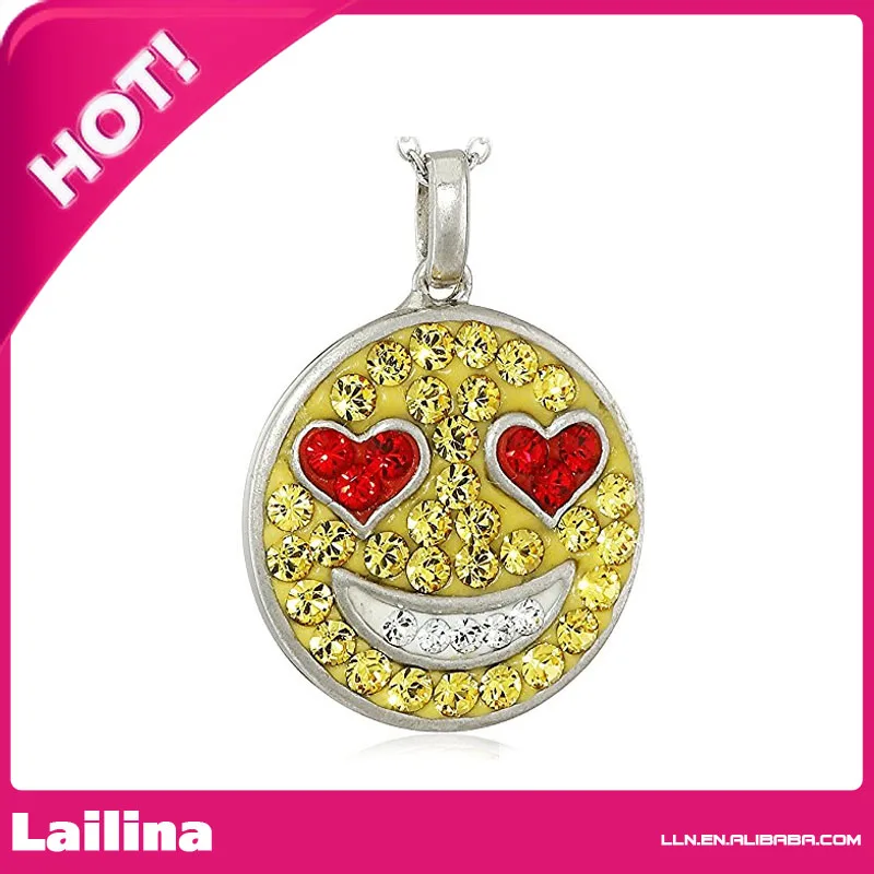 

35mm Cute Crystal Smile Pendant 100pcs/lot Free Shipping
