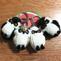 new creative plush fur toy keychain owl key chain ring fashion cute party gift woman bag charms man car trinket pom pom keyring