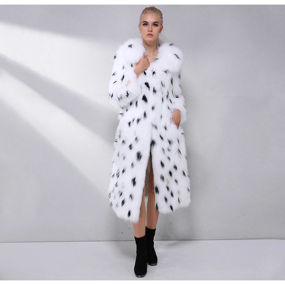 JEPLUDA Мягкая Женская Шуба Натуральный Мех Лисий Реальный с Leopard Print Длинная Молодежи Меховые Пальто Женское Зимнее Из Лисица Настоящий Зимние Меховая Шуба Песец Для Женщины Шуба Из Лисы