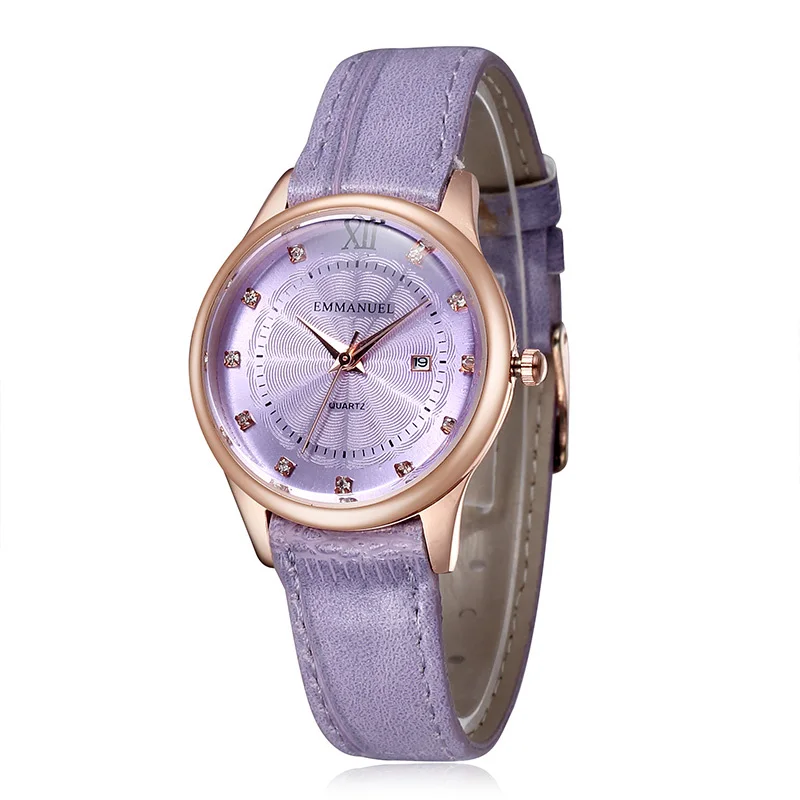 Fashion Casual Watches Leather Rose Gold Plated Case Women Watch Calendar Quartz Wristwatch | Наручные часы