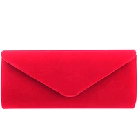 elegant red suede female solid women evening bags envelope clutch bag girl wedding party handbag velour prom chain shoulder bag