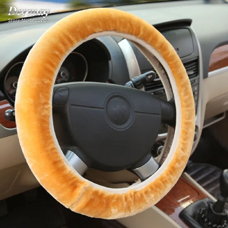 Зимний плюшевый автомобильный Меховой чехол на руль подходит для колеса