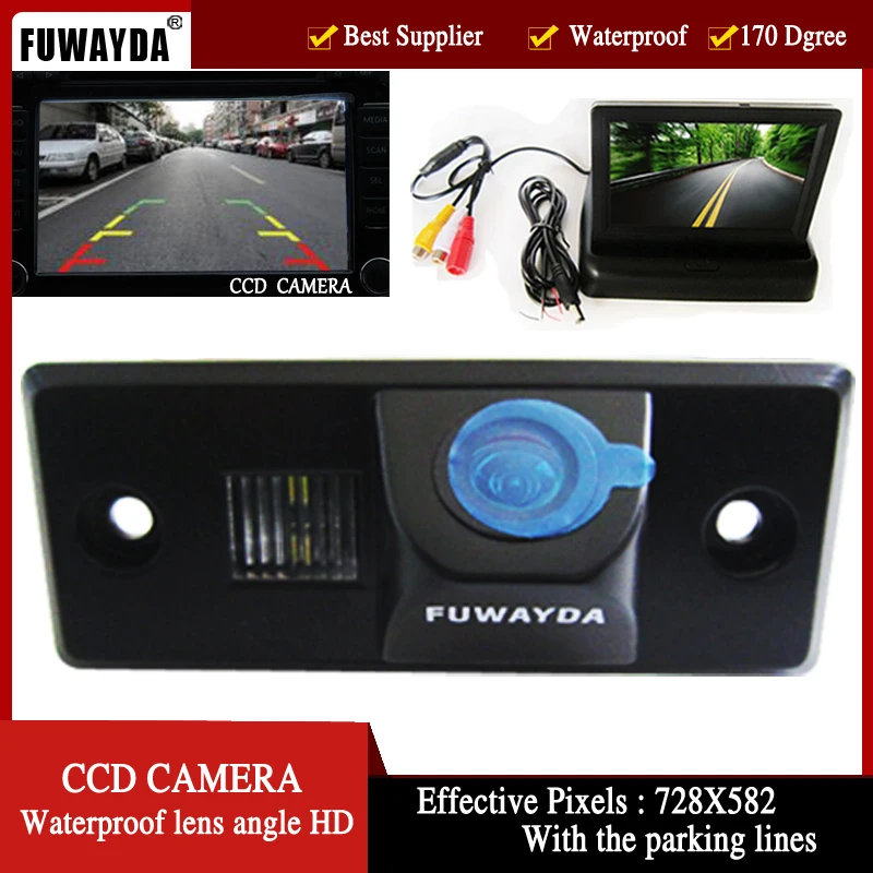 

FUWAYDA parking CCD HD Car Rear View Camera for PORSCHE CAYENNE VW SKODA FABIA TIGUAN TOUAREG 4.3 Inch foldable LCD Monitor