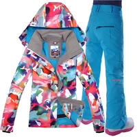ski suit jacketpant plate ski suit womens gsou snow ski suit outdoor new waterproof mountaineering double deck single board