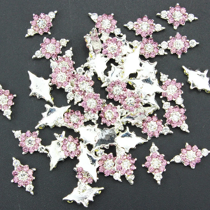 10 шт./лот 3D розовый ювелирные изделия Дизайн ногтей Блестящие серебряные сплав