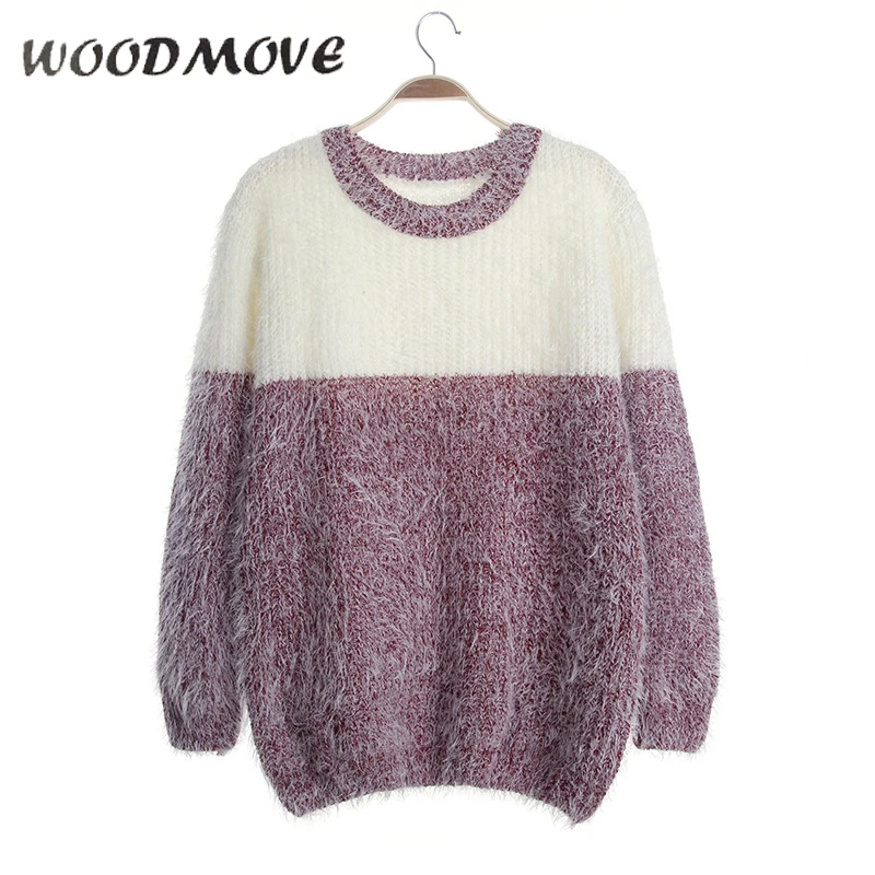 Женские свитеры в Корейском стиле Свободные повседневные пуловеры мохера цвета