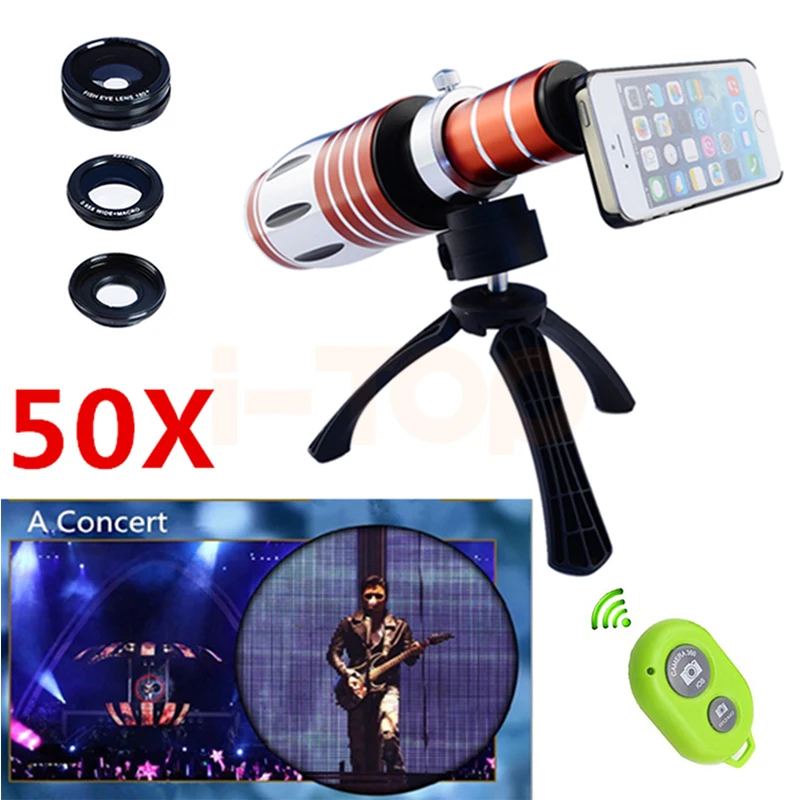 2017 50X Металл телефото зум Lentes Объективы для фотоаппаратов Samsung S3 S4 S5 S6 S7 край