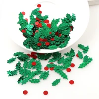 15glot mix color plastic christmas green leaf christmas series sequins christmas gift for home decoration