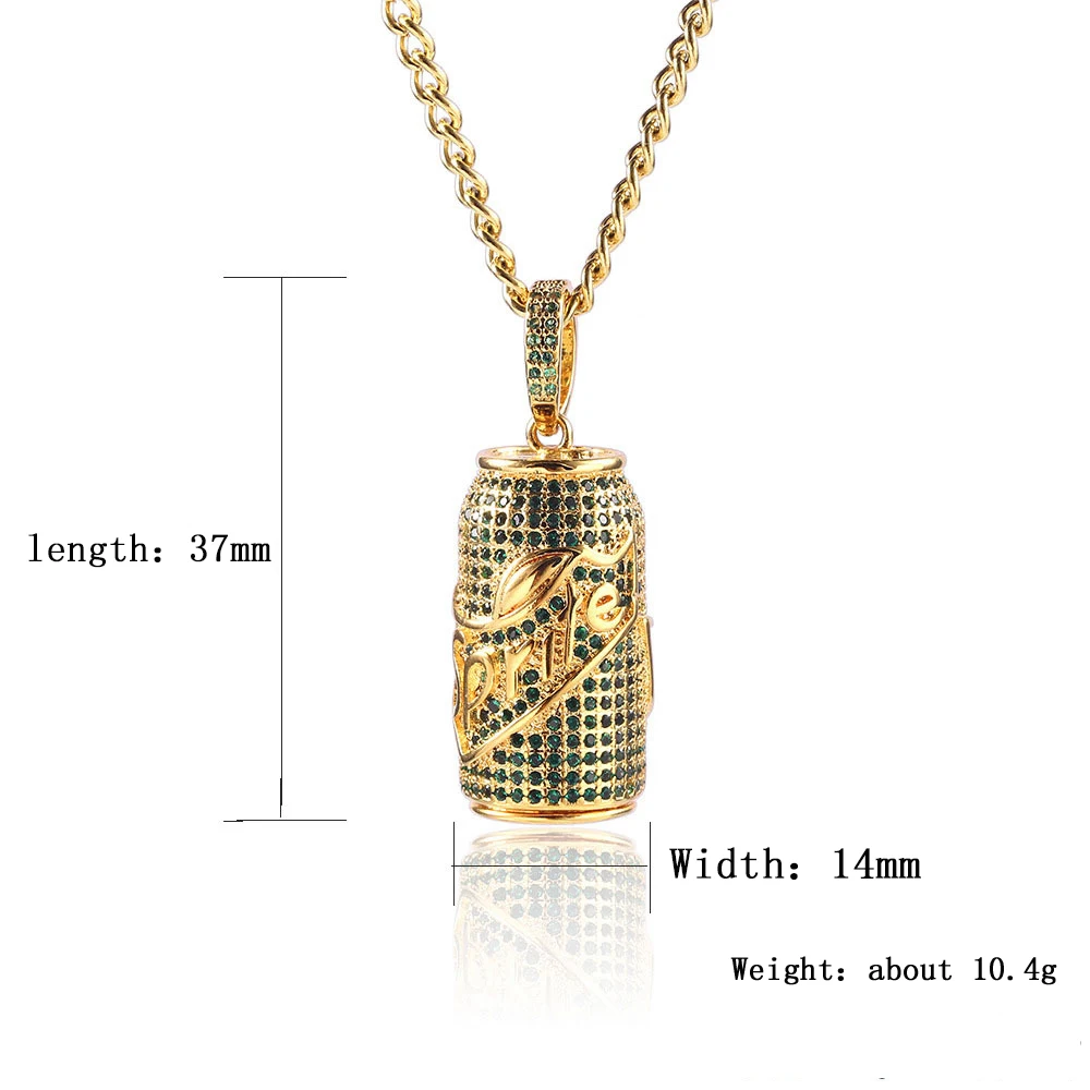 USENSET хип-хоп ювелирные изделия Bling 3A зеленый цирконий белый цирконий Твердые спрайт бутылка кулон крутые аксессуары