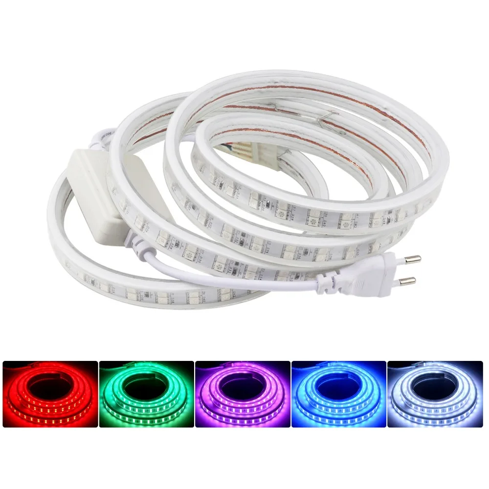 Двойные ряды Светодиодные ленты RGB 5050 220 с v образным вырезом и лентой на