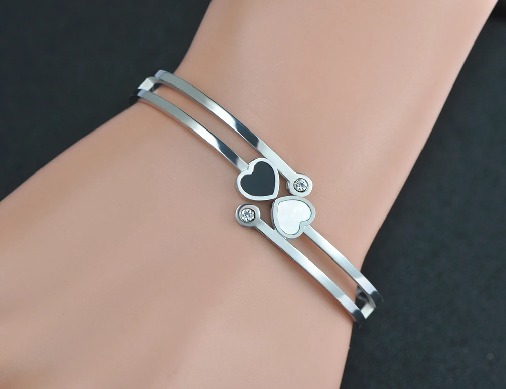 YiKLN Классическая титановая сталь браслеты с кристаллами браслеты Fine Jewelry двойной Shell сердце милого браслет украшения для Для женщин YB17002