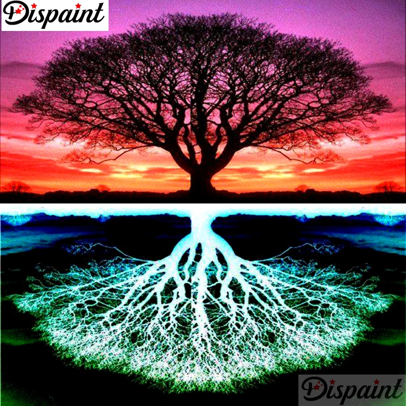 Dispaint Full Square/Round Drill 5D DIY Diamond Painting &quotTree reflection&quot Embroidery Cross Stitch 3D Home Decor A10816 | Дом и сад