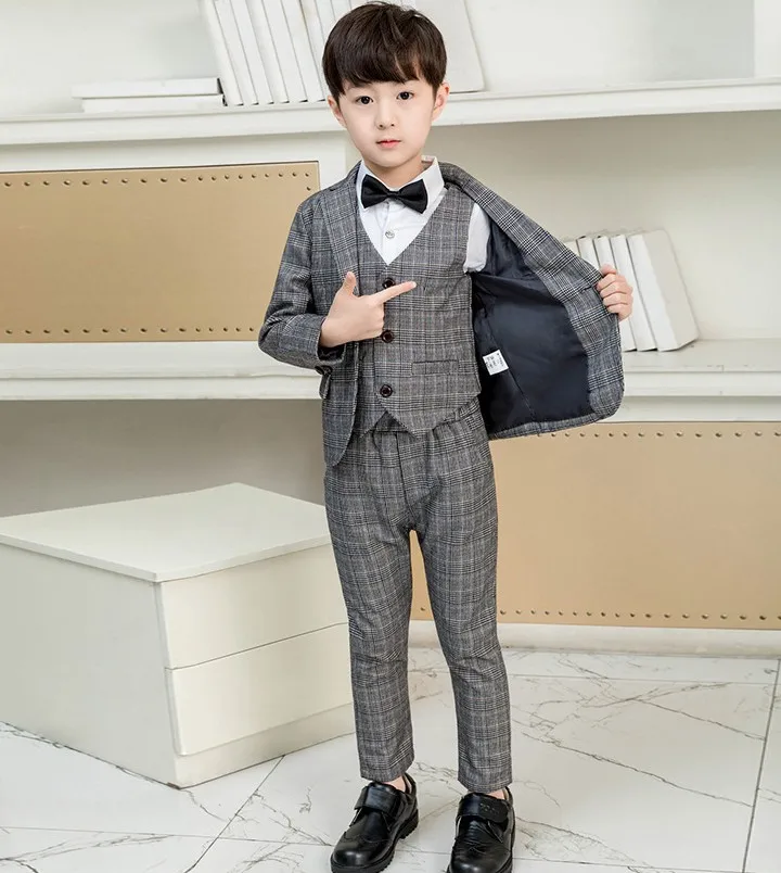 Jakcet Vest Pants J Костюм для мальчиков на свадьбу, выпускной, вечерние смокинги с цветочным рисунком для мальчиков, детский официальный Блейзер, брюки с жилеткой, галстук, Детский костюм для выступлений - Цвет: Jakcet Vest Pants J