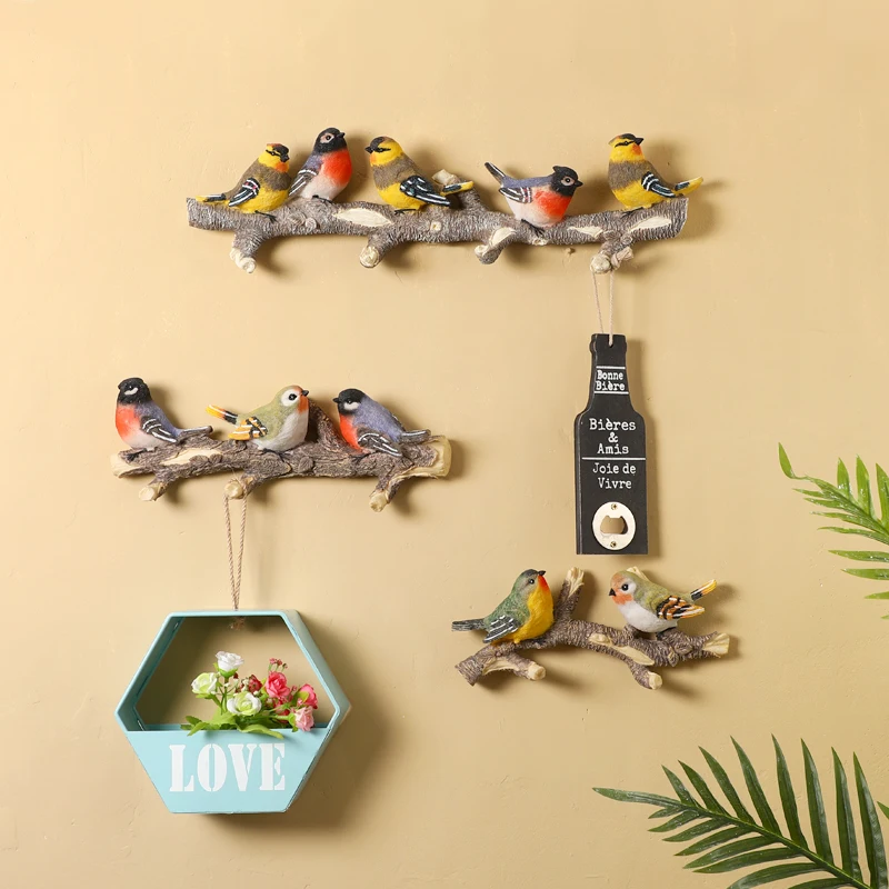 Американская креативная настенная вешалка для одежды 3D стерео с птицами из смолы
