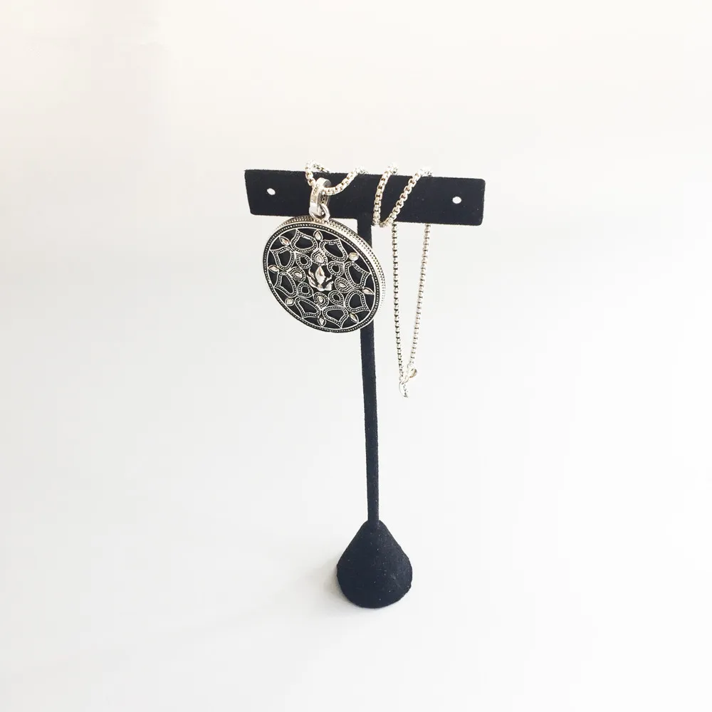 925 Sterling Silver Black Onyx Lotus Amulet Round Disc Pendants Fashion Chain Necklace Pendant Lotos Jewelry Gift for Women | Украшения и