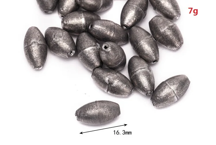 

50PCS 7g Olive Shape Fishing Lead Sinkers Fishing Accessories Lead Weights