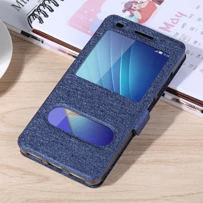 blue Роскошный чехол с открытым окном для huawei Honor 7 PLK-TL01H чехол для телефона задняя крышка флип pu кожаный чехол Honor7 PLK-AL10 PLK-L01 оболочка - Цвет: blue