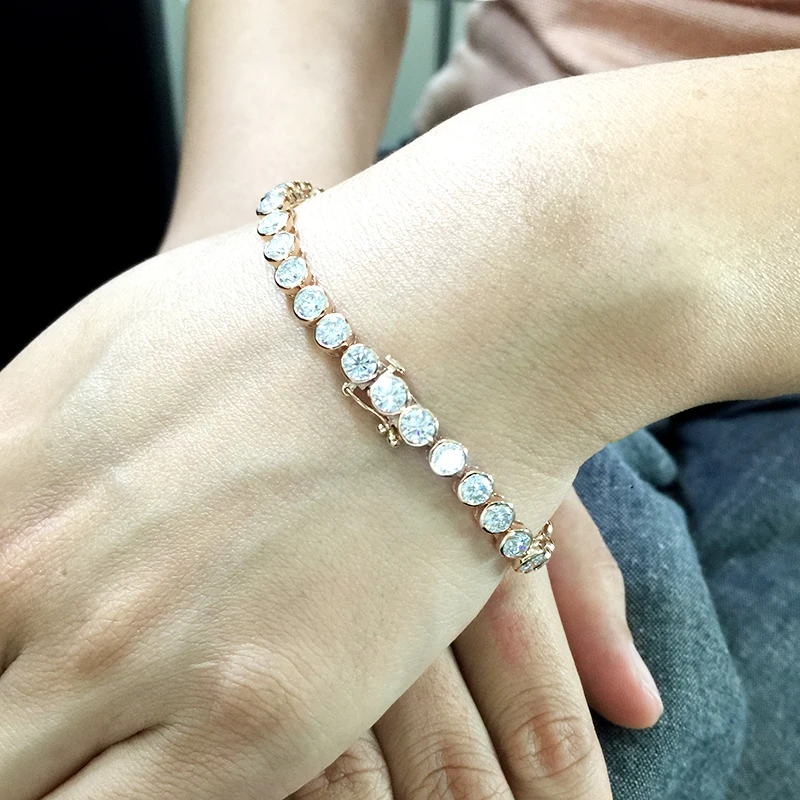 Женский браслет с бриллиантами AEAW Lovely 11ctw однотонный из белого золота 14Kt DF Moissanite