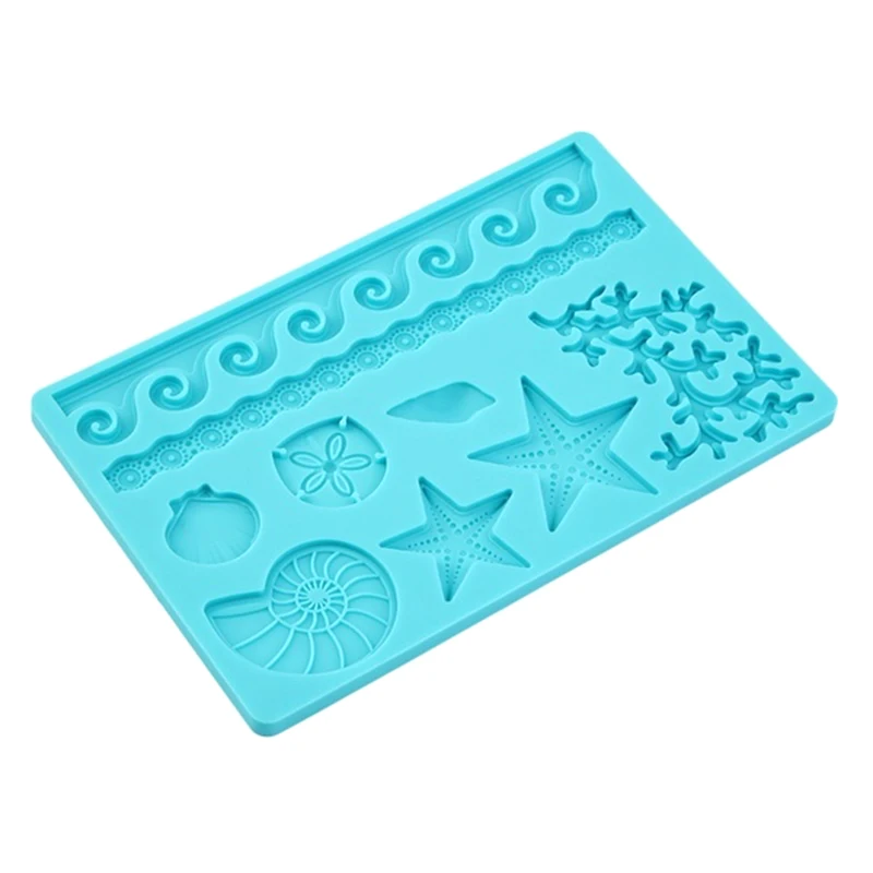 

Hot Sale IH Seashell Conch Wave Star Fondant Cake Embossing Mould Decor Silicone Mold IE