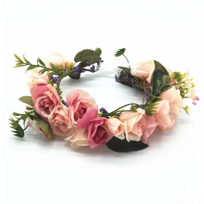 

Rose Flower Crown Women Girls Hair Accessories For Women Flower Wreath Headband Wedding Party Floral Garlands Festival Hairband