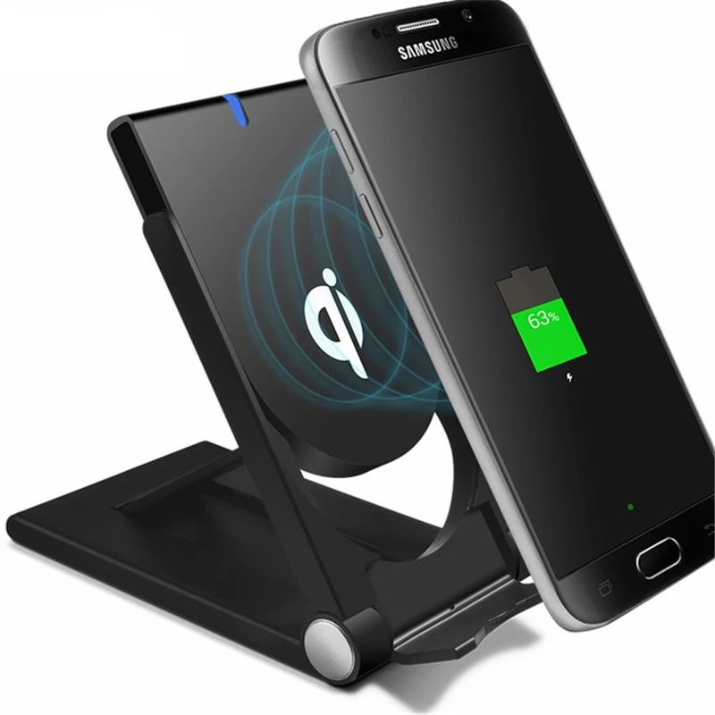 

Qi Wireless Charger Holder Dock Mobile Phone Charger Foldable Charging Stand for iPhone xs X 8 Plus Samsung cargador inalambrico