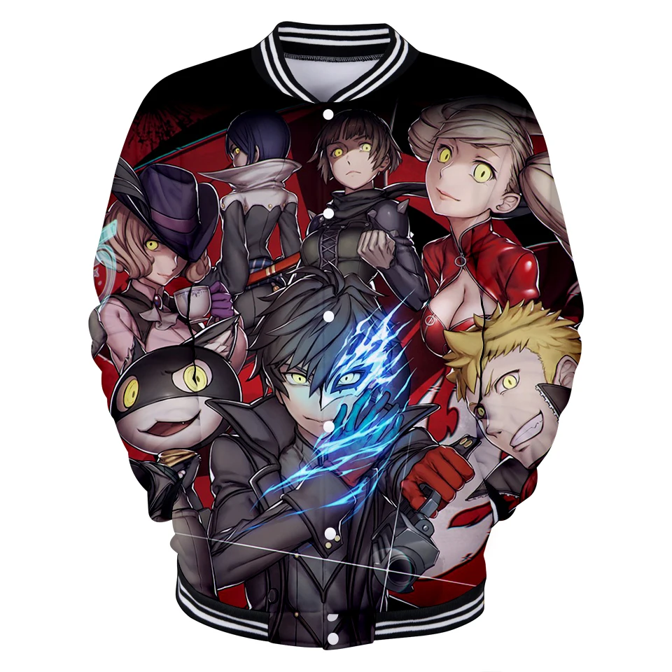 Женская/мужская бейсбольная куртка Persona 5 с 3D принтом повседневная длинным